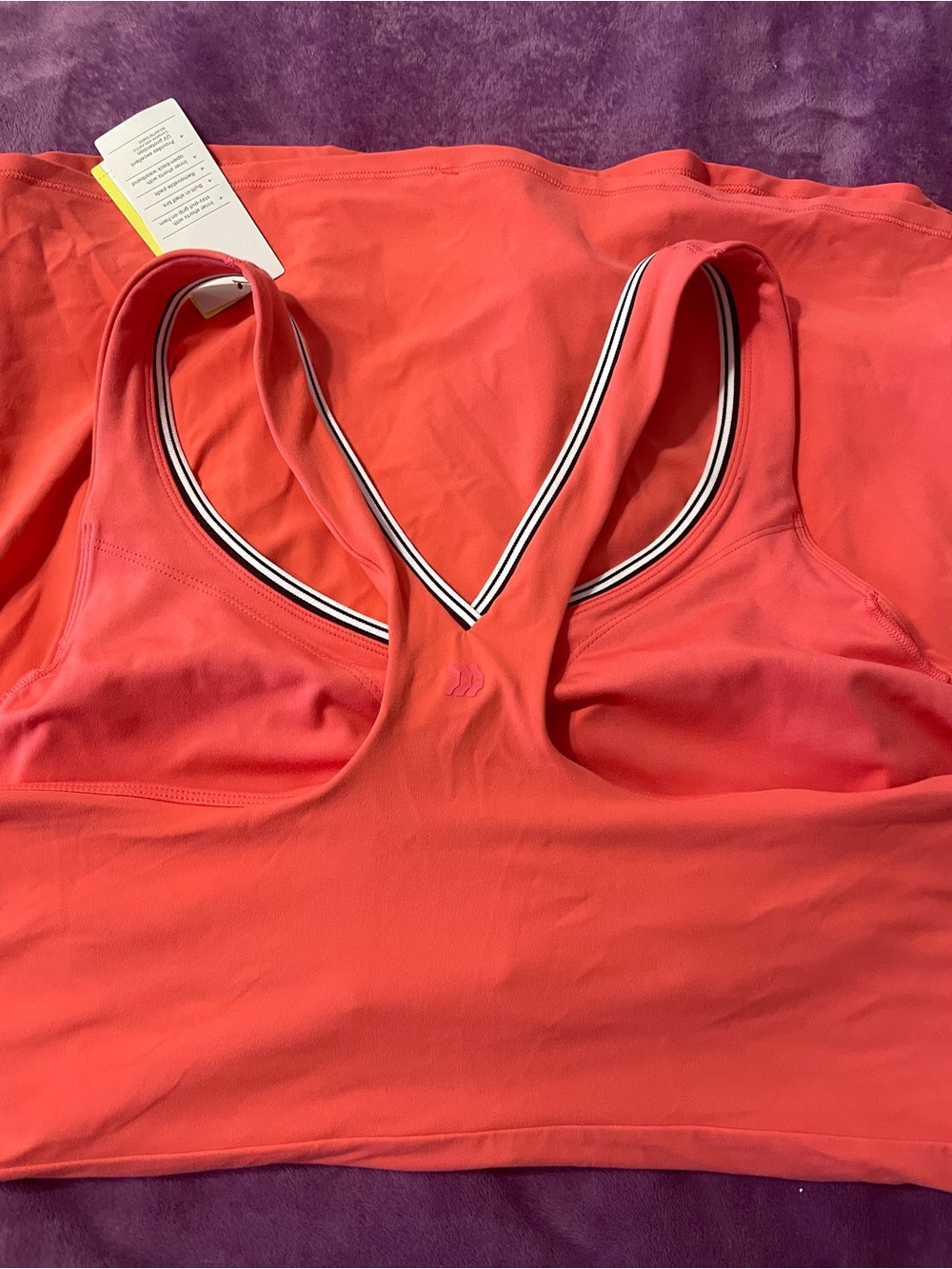all in motion Coral Racerback Sports Bra with Striped Trim